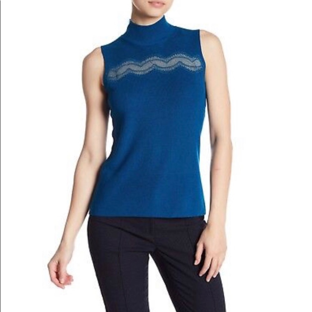 NWT T Tahari “Yolana” Sleeveless Mock-Neck Sweater - Picture 2 of 6